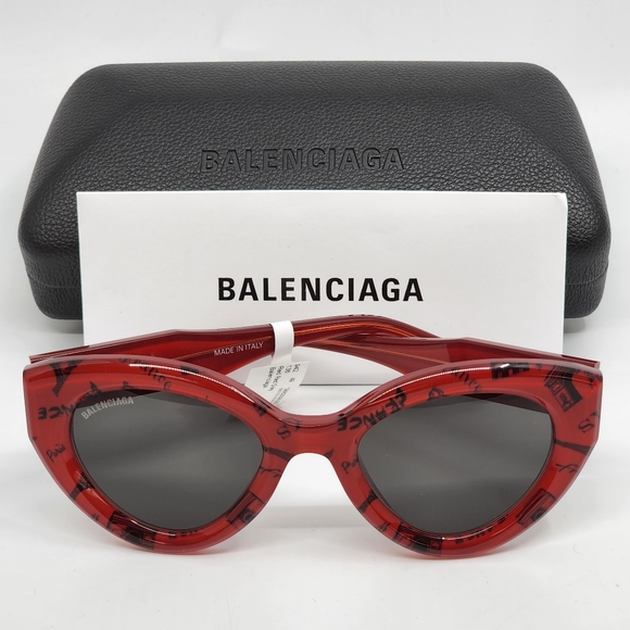 BALENCIAGA Cat Eye Sunglasses Redwith Black Print - Picture 4 of 11